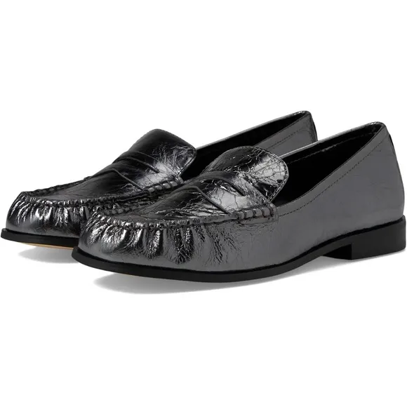 MICHAEL MICHAEL KORS 10 NEW Carlson Crackled Patent Leather Penny Loafers