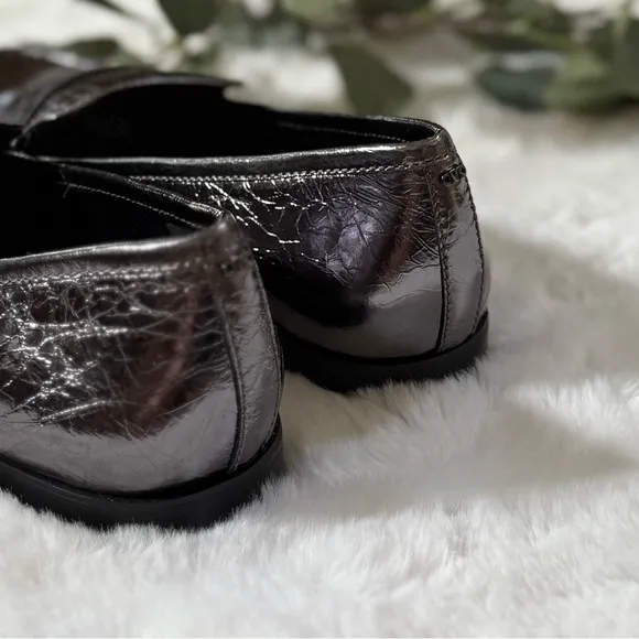 MICHAEL MICHAEL KORS 10 NEW Carlson Crackled Patent Leather Penny Loafers