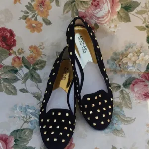 MICHAEL Michael Kors Ailee Women's Studded Black Suede Loafer Flats size 9.5