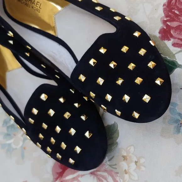 MICHAEL Michael Kors Ailee Women's Studded Black Suede Loafer Flats size 9.5