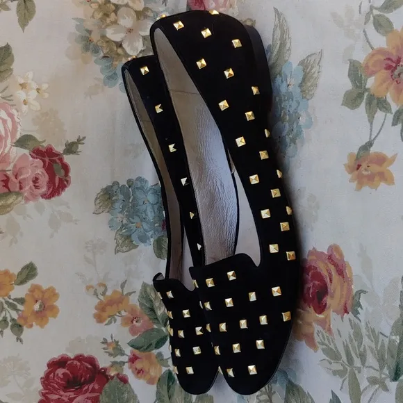 MICHAEL Michael Kors Ailee Women's Studded Black Suede Loafer Flats size 9.5