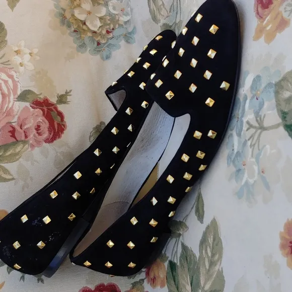 MICHAEL Michael Kors Ailee Women's Studded Black Suede Loafer Flats size 9.5