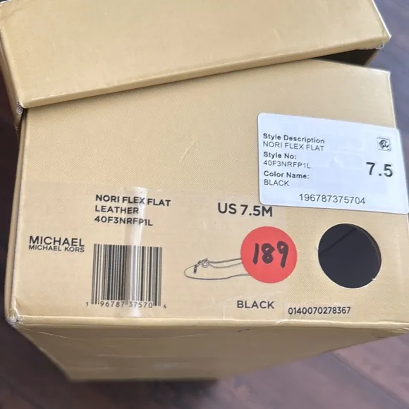 MICHAEL Michael Kors NWT Black Leather Nori Flex Flats with Bow Silver Detail