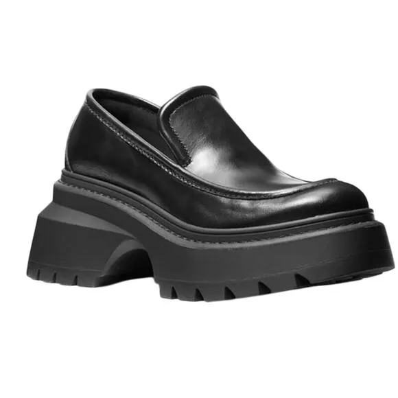MICHAEL Michael Kors Shiloh 75MM Leather Platform Loafers Shoes Size 7.5