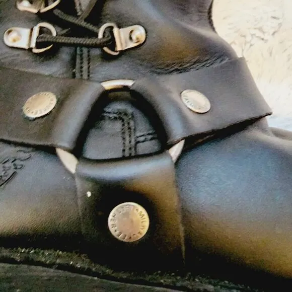 MILWAUKEE LEATHERBLACK LACE UP MOTORCYCLE BOOTS SIZE 6.5