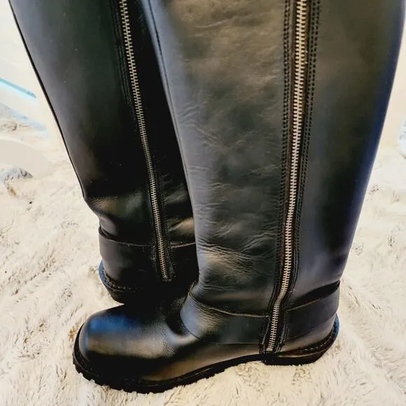 MILWAUKEE LEATHERBLACK LACE UP MOTORCYCLE BOOTS SIZE 6.5