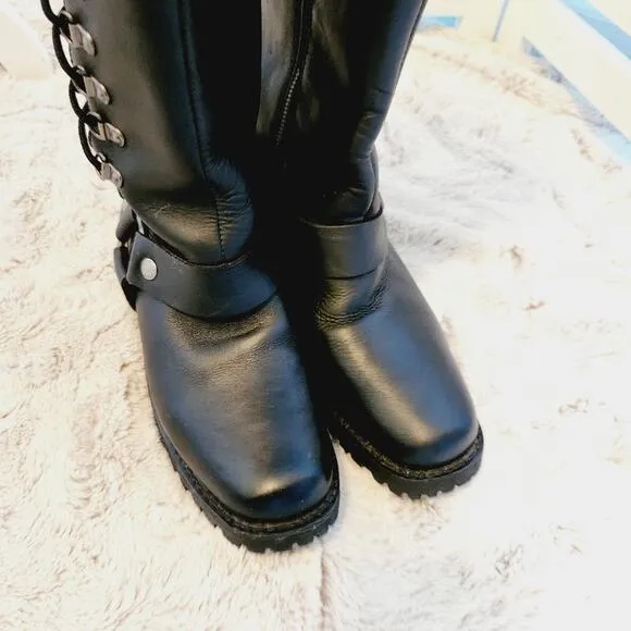 MILWAUKEE LEATHERBLACK LACE UP MOTORCYCLE BOOTS SIZE 6.5