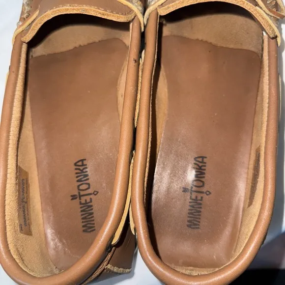 Minnetonka Loafers Mens Size 11 Camp Moc Moccasin Brown Leather Slip On