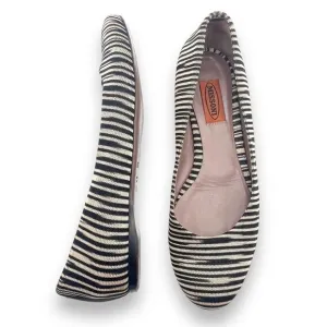 Missoni Ballet Flats Striped Fabric Black Tan Ballerina Flat Size 38.5 | US 8.5