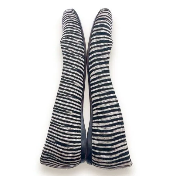 Missoni Ballet Flats Striped Fabric Black Tan Ballerina Flat Size 38.5 | US 8.5