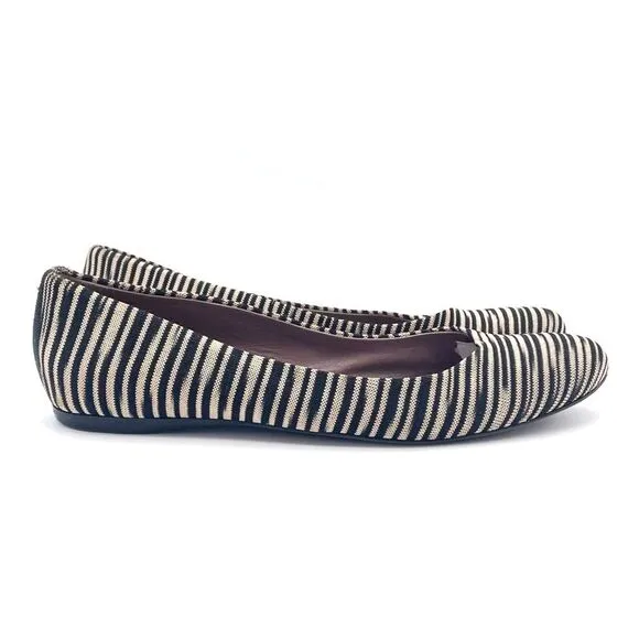 Missoni Ballet Flats Striped Fabric Black Tan Ballerina Flat Size 38.5 | US 8.5