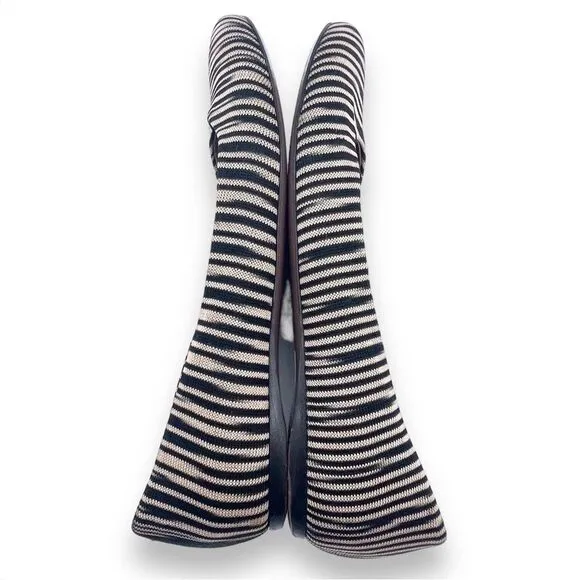 Missoni Ballet Flats Striped Fabric Black Tan Ballerina Flat Size 38.5 | US 8.5