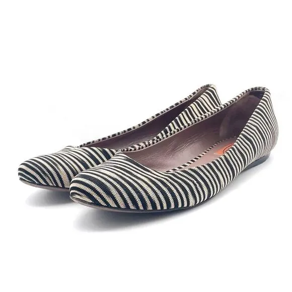 Missoni Ballet Flats Striped Fabric Black Tan Ballerina Flat Size 38.5 | US 8.5