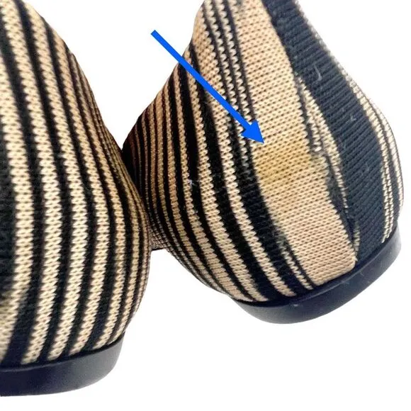 Missoni Ballet Flats Striped Fabric Black Tan Ballerina Flat Size 38.5 | US 8.5