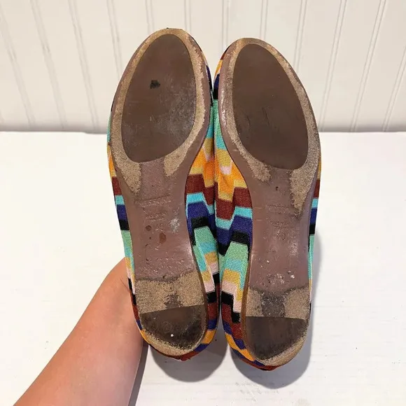 Missoni Colorful Abstract Textile Designer Classic Round Toe Ballerina Flats 40