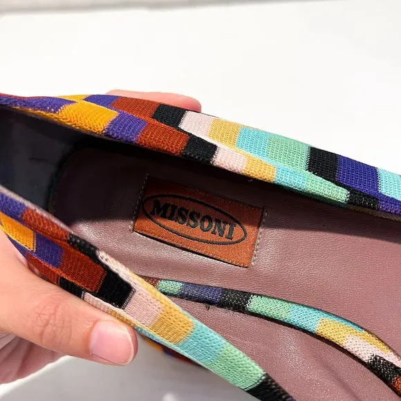 Missoni Colorful Abstract Textile Designer Classic Round Toe Ballerina Flats 40