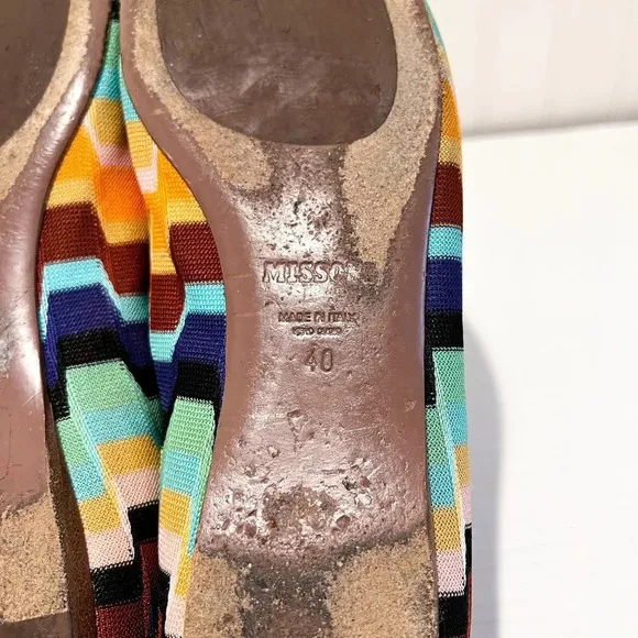Missoni Colorful Abstract Textile Designer Classic Round Toe Ballerina Flats 40