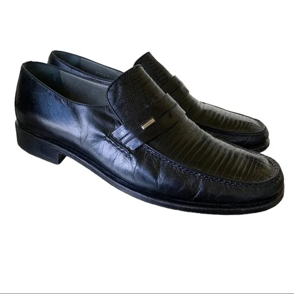 Moreschi Mens Black Leather Italian Loafers