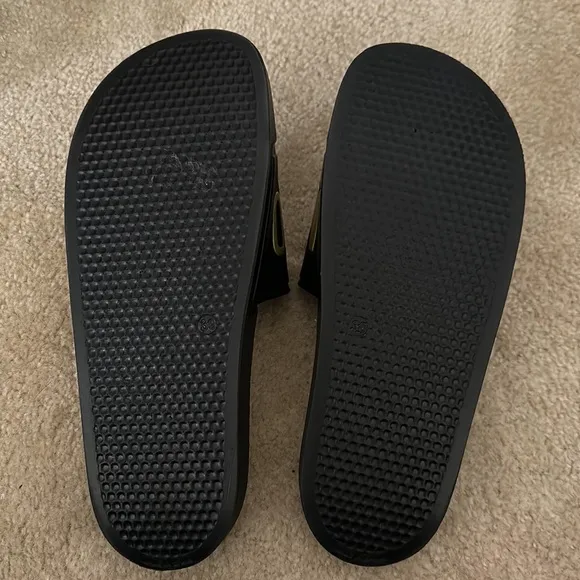 Moschino Black and Gold Slides