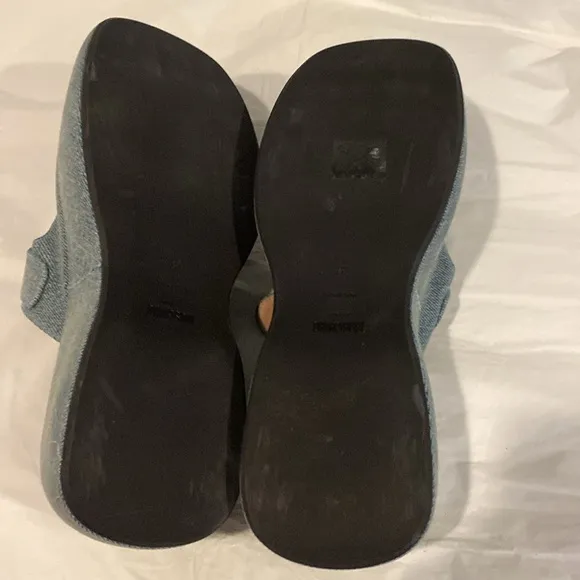 Moschino Denim Slides with Gold Buckles