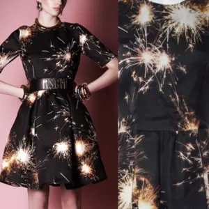 MSGM Black Silk Fireworks Sparklers Fourth of July Fit Flare Dress