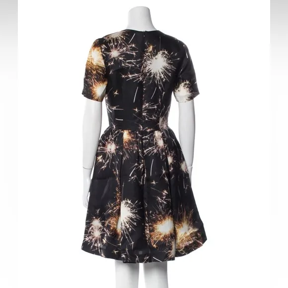 MSGM Black Silk Fireworks Sparklers Fourth of July Fit Flare Dress