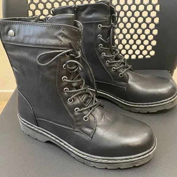 MTNG NWT Faux Leather Black Combat Boots Size 39