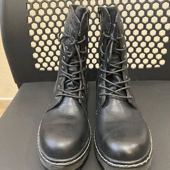 MTNG NWT Faux Leather Black Combat Boots Size 39
