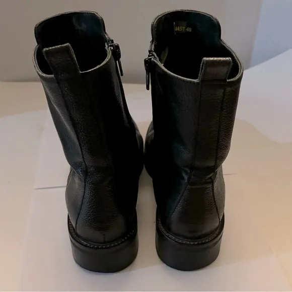 NAPOLEONI moto zip leather boot black Combat biker Italian made IT40/US9.5