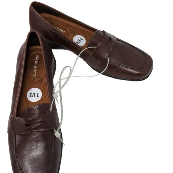 Naturalizer Fabor Womens Loafers Work Shoes Loafer Leather Upper Cognac Brown 7