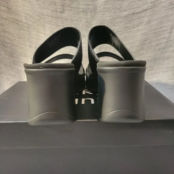 Naturalizer Genn-Rally Slide Wedge Sandals - Black Faux Nubuck