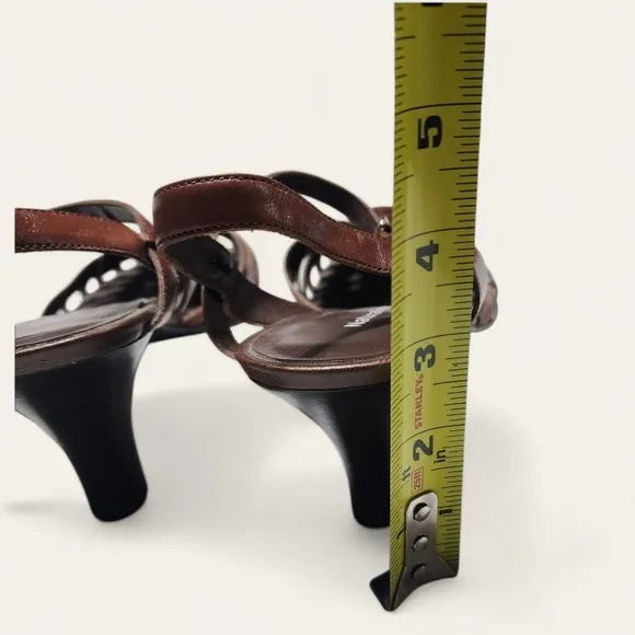Naturalizer Woven Leather Kitten Heel Sandals – Brown, Size 8.5