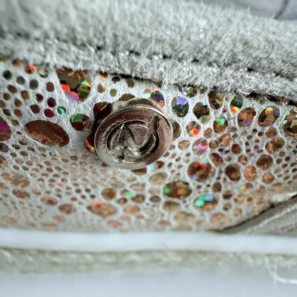Naturino Bubbles Platinum Sparkly Mary Jane Espadrille Shoes Gold Holographic