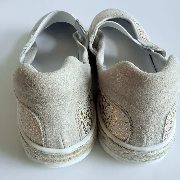 Naturino Bubbles Platinum Sparkly Mary Jane Espadrille Shoes Gold Holographic