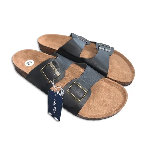 Nautica Men's Sandals - Casual Slides with 2 Adjustable Buckle Straps Summer