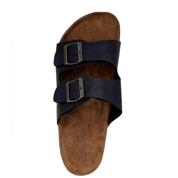 Nautica Men's Sandals - Casual Slides with 2 Adjustable Buckle Straps Summer
