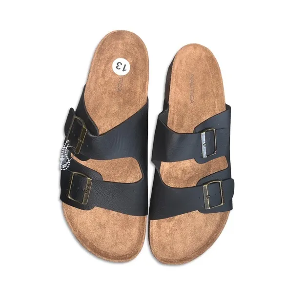 Nautica Men's Sandals - Casual Slides with 2 Adjustable Buckle Straps Summer