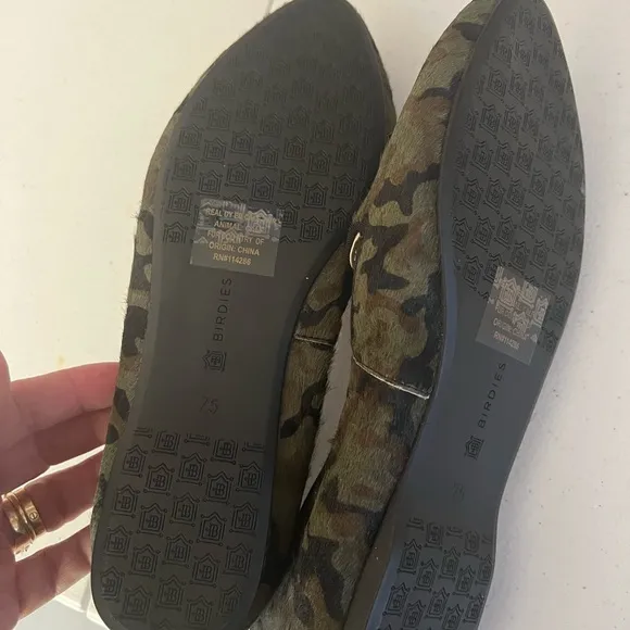 NEVER WORN! Birdies Green and Brown Camouflage Flats