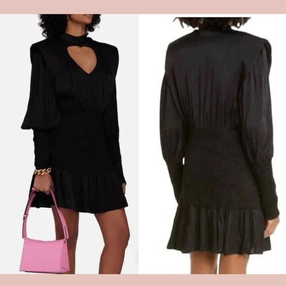 NEW $220 Farm Rio [ Medium ] FARM RIO Black‎ Heart Neckline Mini Dress Black
