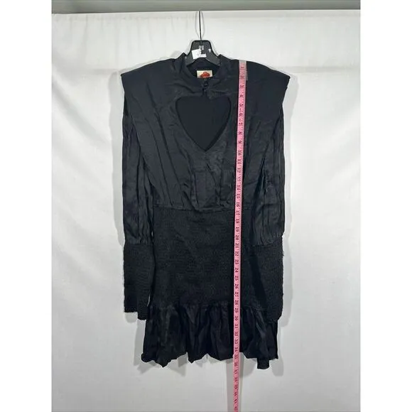NEW $220 Farm Rio [ Medium ] FARM RIO Black‎ Heart Neckline Mini Dress Black