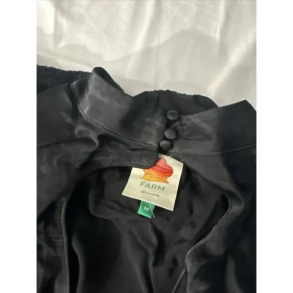 NEW $220 Farm Rio [ Medium ] FARM RIO Black‎ Heart Neckline Mini Dress Black