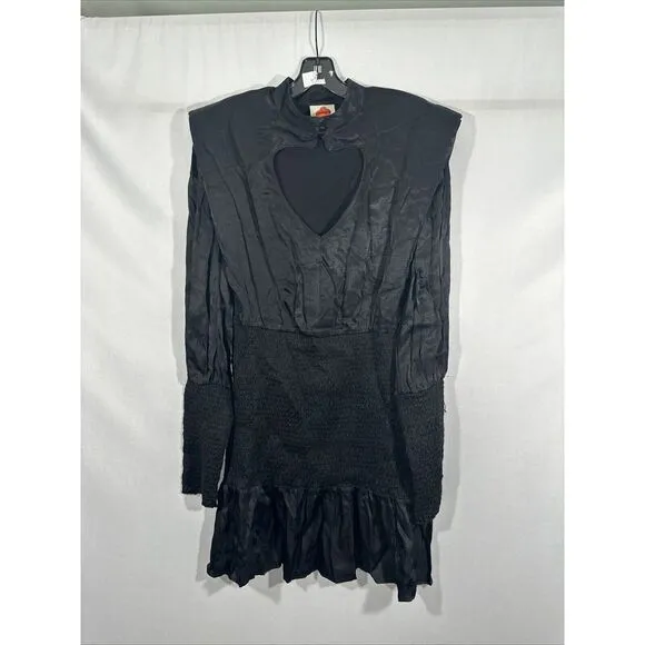 NEW $220 Farm Rio [ Medium ] FARM RIO Black‎ Heart Neckline Mini Dress Black