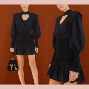 NEW $220 Farm Rio [ Medium ] FARM RIO Black‎ Heart Neckline Mini Dress Black