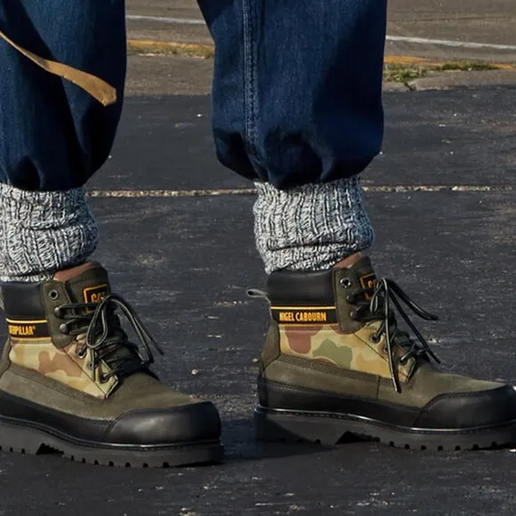 NEW $225 Caterpillar Footwear x Nigel Cabourn Utah Boots!  Camo &amp; Black  P110959