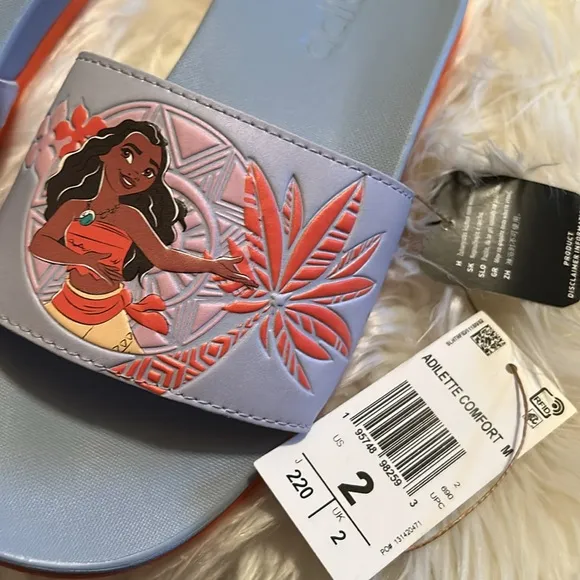 New! adidas x Disney Moana Kids' Adilette Comfort Slides