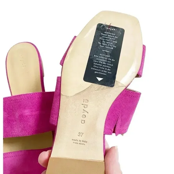 NEW Aeyde Mattea Hot Pink Suede Slides size 37 US 7