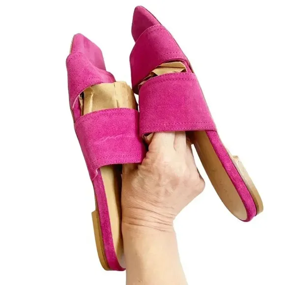 NEW Aeyde Mattea Hot Pink Suede Slides size 37 US 7