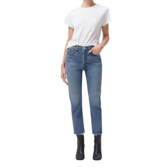 NEW AGOLDE riley cropped jeans in collective