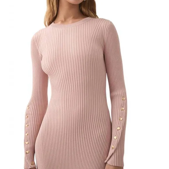NEW AJE. lia knit midi dress in blush pink