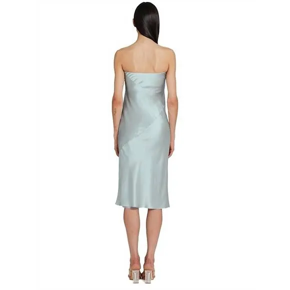 NEW AMANDA UPRICHARD shiran strapless midi dress in sea salt